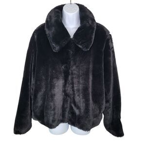 Express Black Faux Fur Jacket Coat Size XL